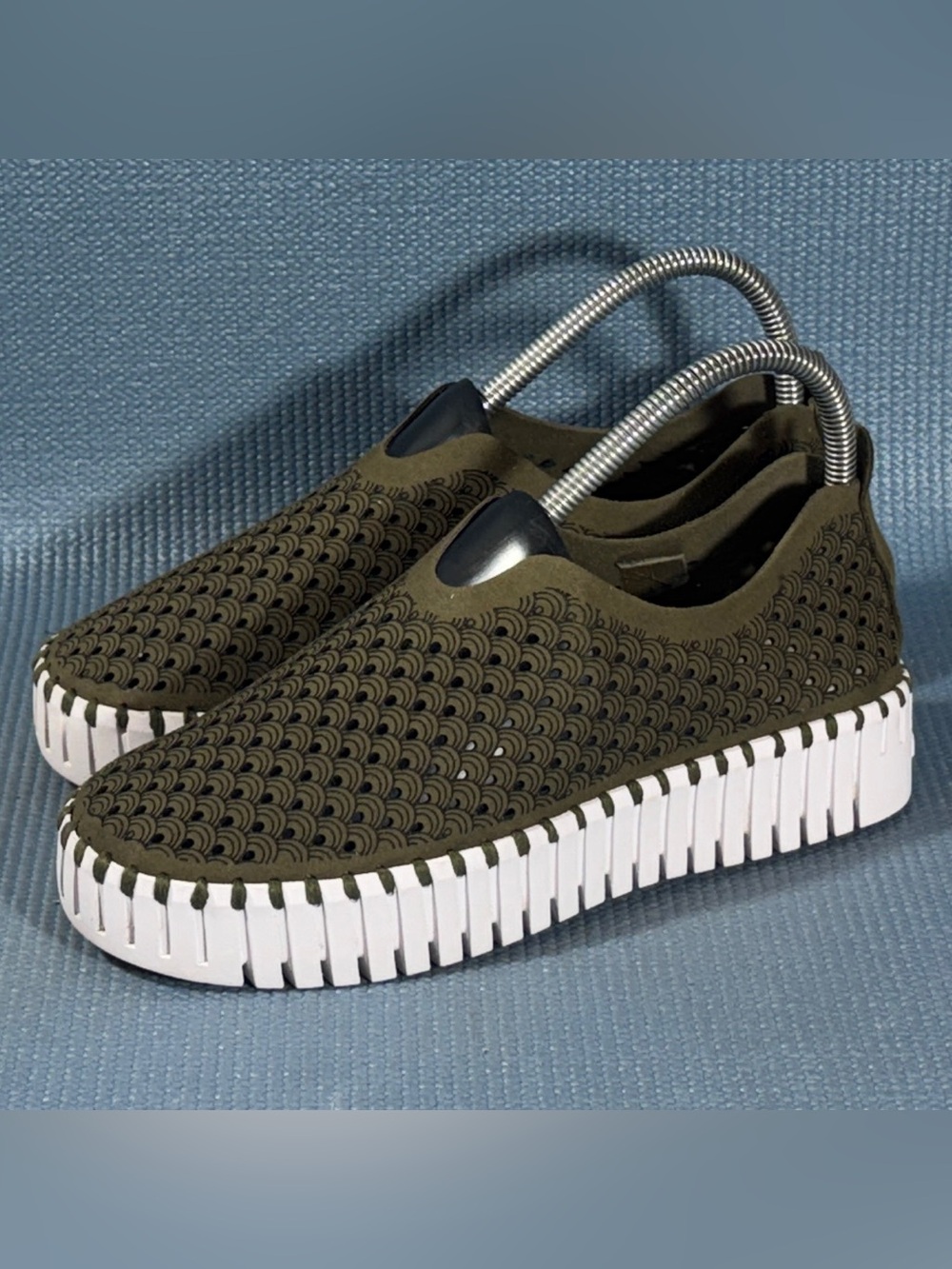 Ilse Jacobsen Tulip 3373 Platform Deep Olive Slip-on Shoes Women's Sz 6 US 36 EU